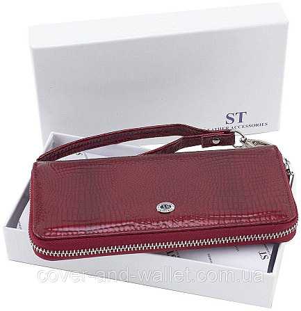 Красный лаковый женский кошелек на молнии из кожи ST Leather S4001A Киев - изображение 6