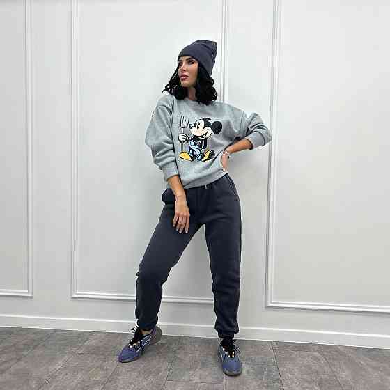 Двокольоровий спортивний костюм з шапкою "Minnie" оптом | Норма | Розпродаж моделі Графіт, 42-44 Київ