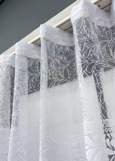 Тюль жаккард VR-Textil № 1527т Арка на кухню цвет белый 300х150 см (53-0117) Киев - изображение 7