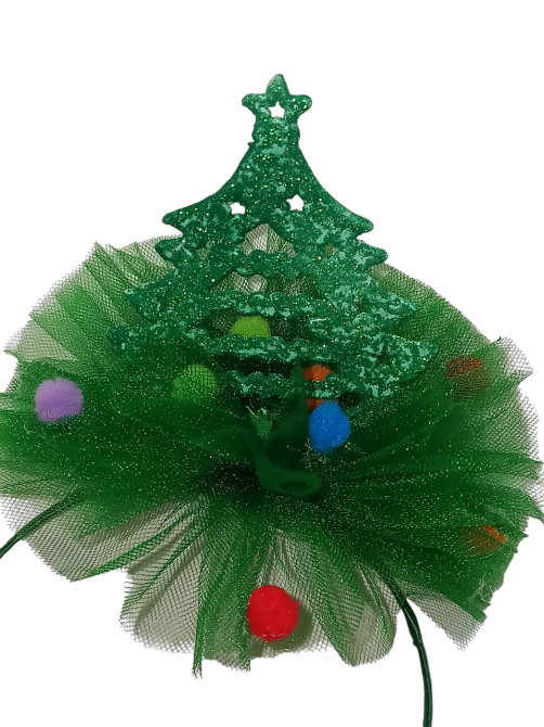 Обруч новогодний елочка с фатином на голову one size ручная работа зелёный Киев - изображение 3