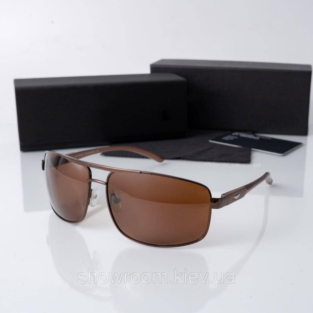 Стильні чоловічі окуляри з поляризацією Polarized (133) коричневі Київ - фото 1