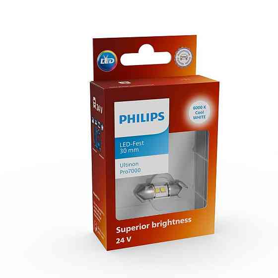 Світлодіодна лампа PHILIPS 24844CU70X1 C5W/C10W LED Ultinon Pro7000 Festoon SV8.5 WHITE 6000K 30mm 24V (1 шт) Харків