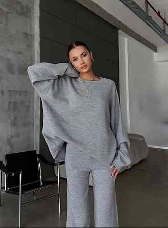 Жіночий затишний базовий костюм двійка  з турецької ангори-кашемір Сірий, 42/44 Одеса