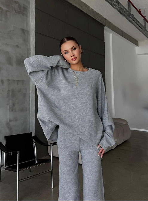 Жіночий затишний базовий костюм двійка  з турецької ангори-кашемір Сірий, 42/44 Одеса - фото 3