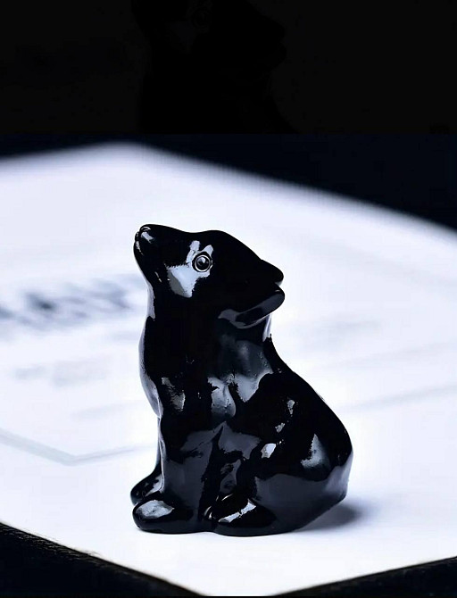 Фігурка вовка з обсидіану 3 см – оберіг сили, захисту та інтуїції Київ - фото 1