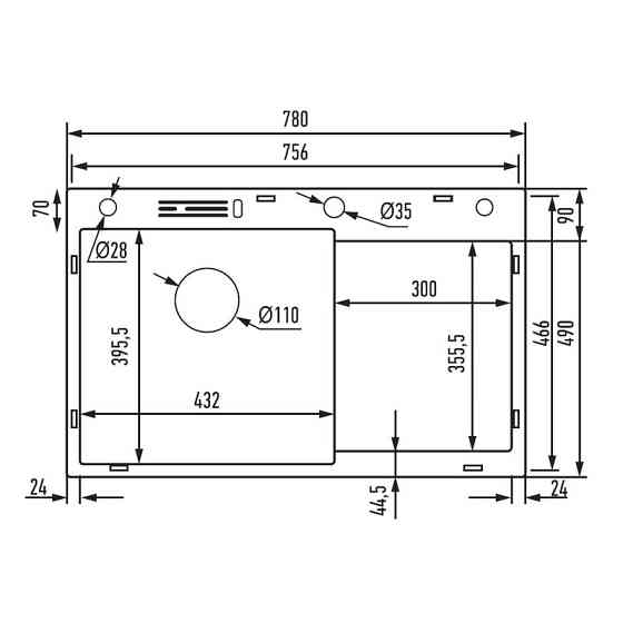 Мийка MIXXUS MH7849L-HK GRAPHITE з нержавіючої сталі глибоке крило з підставкою для ножів (3.0/0.9) Харків