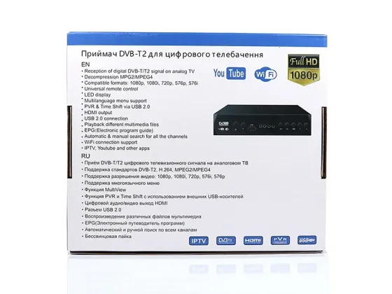 Цифровий ефірний приймач із екраном DVB-T2 метал. IPTV/YouTube/WiFi/MP4/1080 Megogo MG-2022 Одеса