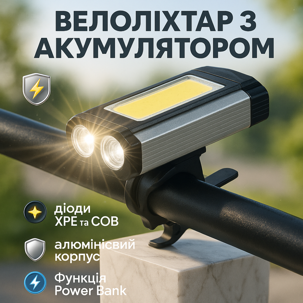Перезаряджаємий велосипедний ліхтар, Універсальна велосипедна фара, Оптика велосипедна фара передня AI-94 Львів - фото 5