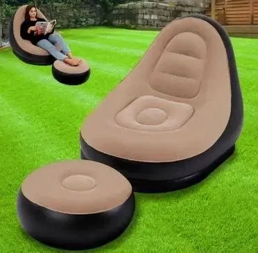 Надувне крісло AIR SOFA з пуфом-підставкою для ніг для дому, дачі, пляжу та відпочинку на природі 8783 пт Одеса - фото 7