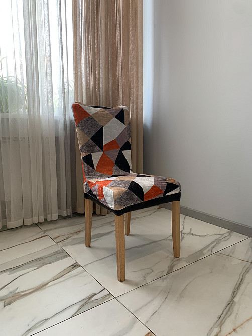 Универсальный натяжной чехол накидка на стул со спинкой с рисунком треугольники 2 Royan 0045 Белая Церковь - изображение 3