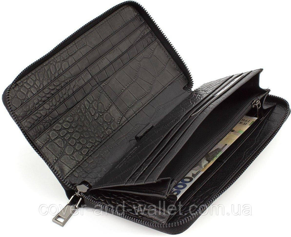 Елітний чоловічий гаманець-клатч зі шкіри під крокодила на змійці Marco Coverna JP-5901A Київ - фото 7
