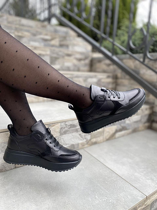 EMELI Кросівки жіночі EMELI 055 чорні (весна-осінь, шкіра+замша натуральна) (4394) лише 36р.38р Коломыя - изображение 6