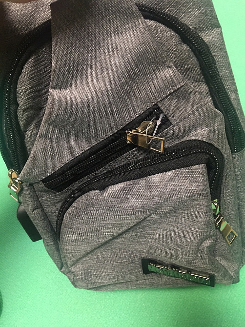 Чоловіча сумка через плече сіра- розмір сумки 30*20см, 4 кишені, з USD шнуром в комплекті Київ - фото 5