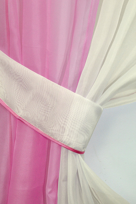 Кухонные шторы VR-Textil № 017к комбинированные с подвязками розовый с бежевым 265х170 см (50-008) Киев - изображение 3