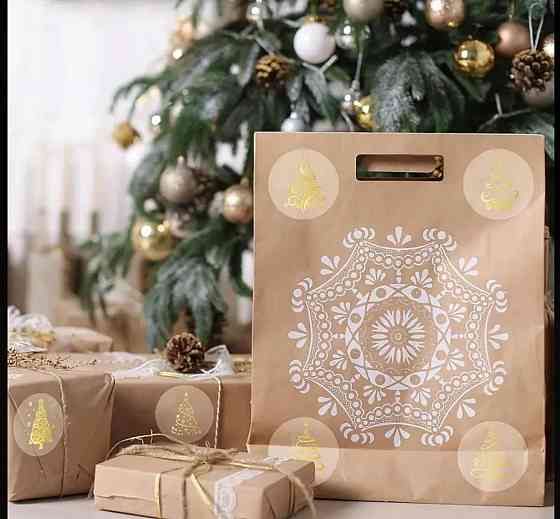 Стикеры елки новогодние, 500 шт, 6 дизайнов Киев