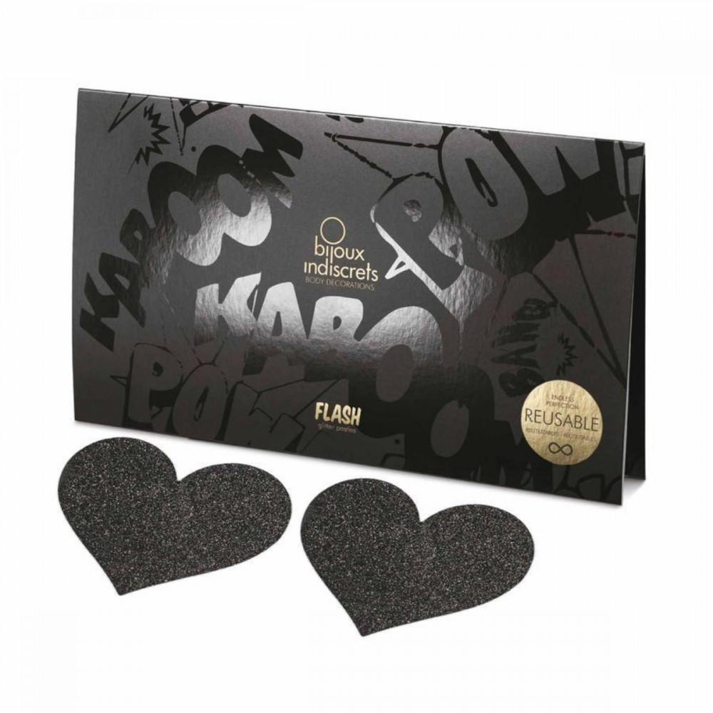 Прикраса для грудей Flash - Heart Black Bijoux Indiscrets Sex Aura Київ - фото 2