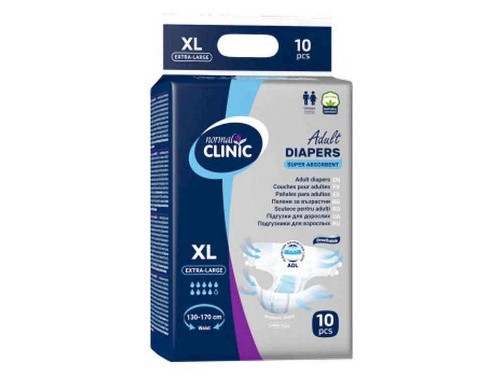 Підгузки для дорослих р.XL 10шт 9 крапель (талія 130-170см) ТМ NORMAL CLINIQUE Київ - фото 1