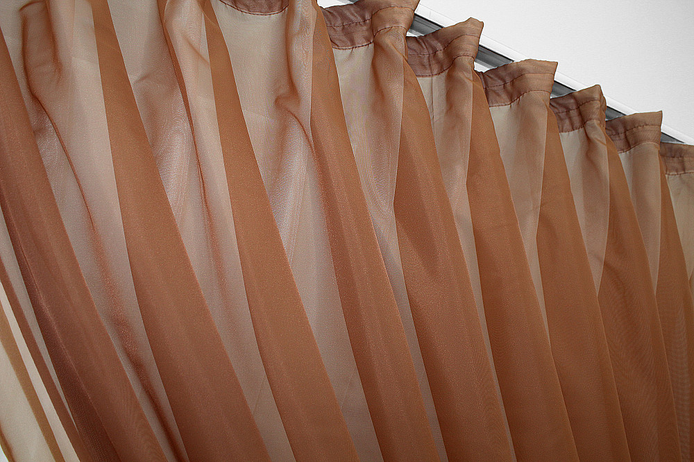 Кухонні шторки VR-Textil № 060к "Дует" з підв'язками коричневий з бежевим 330х170 см (50-360) Київ - фото 6