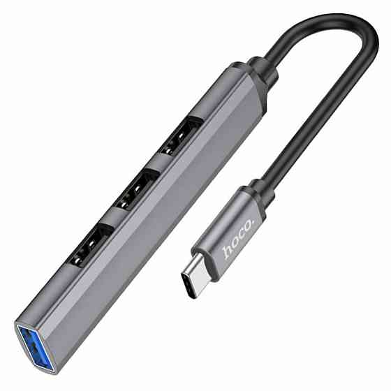 Кабель-перехiдник HOCO HB26 4 in 1 adapter(Type-C to USB3.0+USB2.0*3) Metal Gray Киев