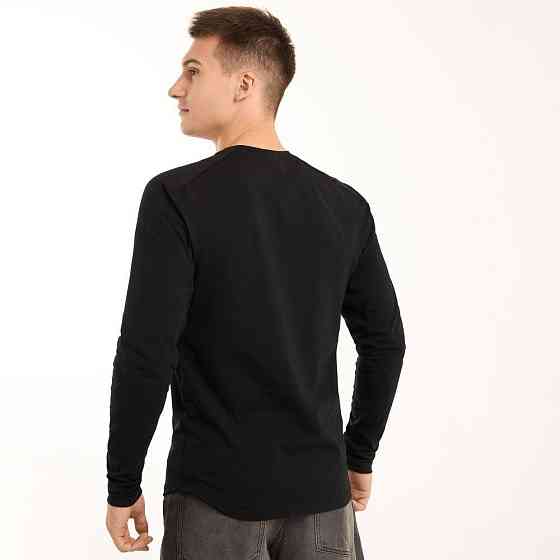 Черный мужской лонгслив Pobedov Dune. Черная мужская кофта из кулира Киев