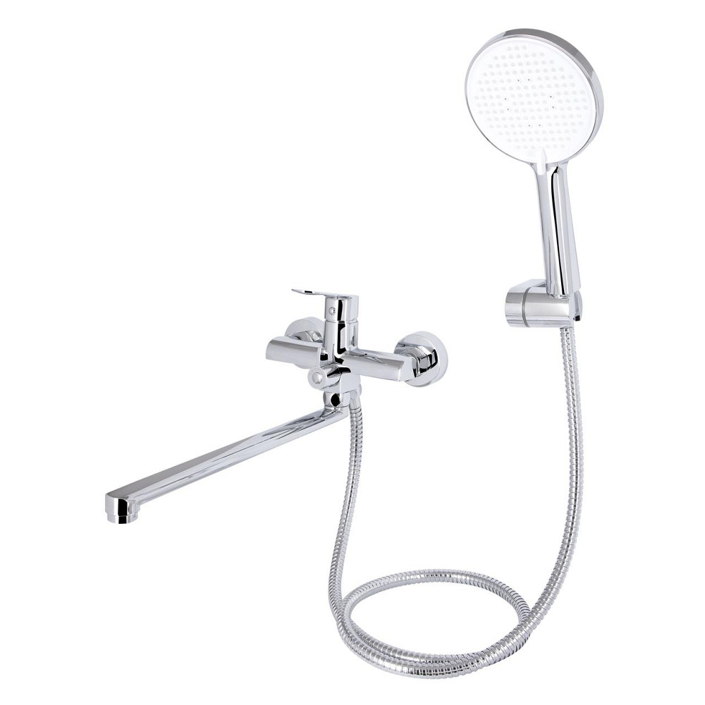 Змішувач для ванни Qtap Evia з довгим поворотним виливом (з душовим гарнітуром) QTEVI260CRM47579 Chrome Київ - фото 8