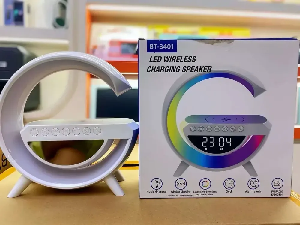 Настільна діодна лампа G-Smart BT-3401, RGB підсвічування, Bluetooth, будильник, FM радіо, бездротова зарядка Одеса - фото 1