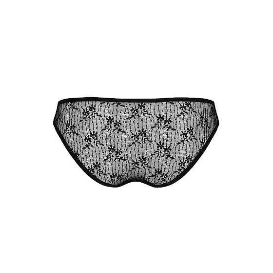 Трусики-сліпи з мереживною сіточкою Passion DINA THONG L/XL, black Sex Aura Київ