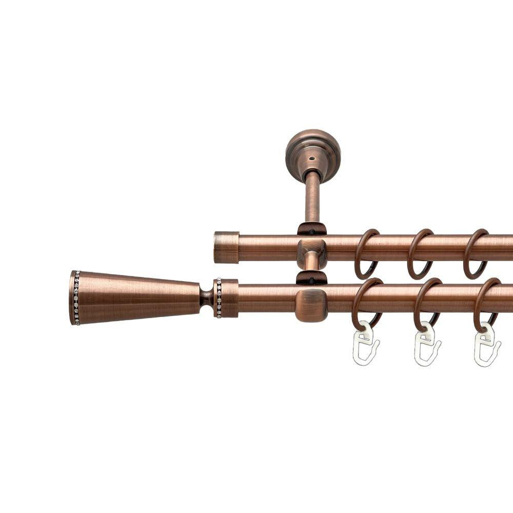 Карниз Orvit Меркурія металевий дворядний відкритий гладка труба кільце металеве Мідь 16\16 мм 300 см (00-00020671) Львів - фото 1