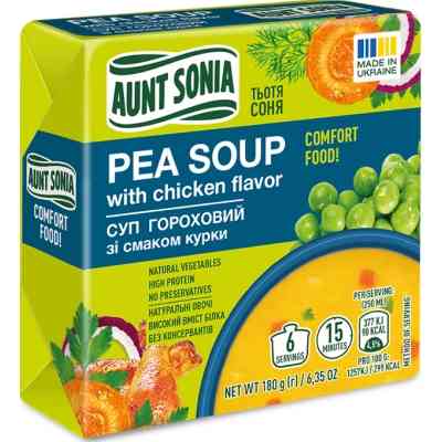 Пища быстрого приготовления Тьотя Соня Гороховый суп с курицей брикет 180 г (4820015102140) Винница