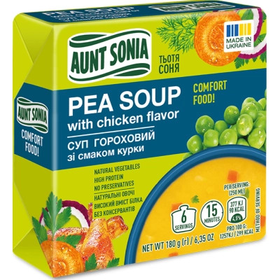 Їжа швидкого приготування Тьотя Соня Суп гороховий з куркою брикет 180 г (4820015102140) Вінниця - фото 1