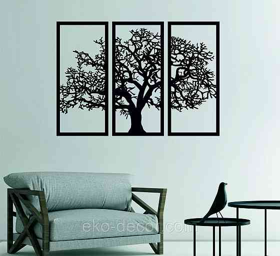 Декоративное настенное Панно «Дерево», Декор на стену 110*156 см, Черный Киев