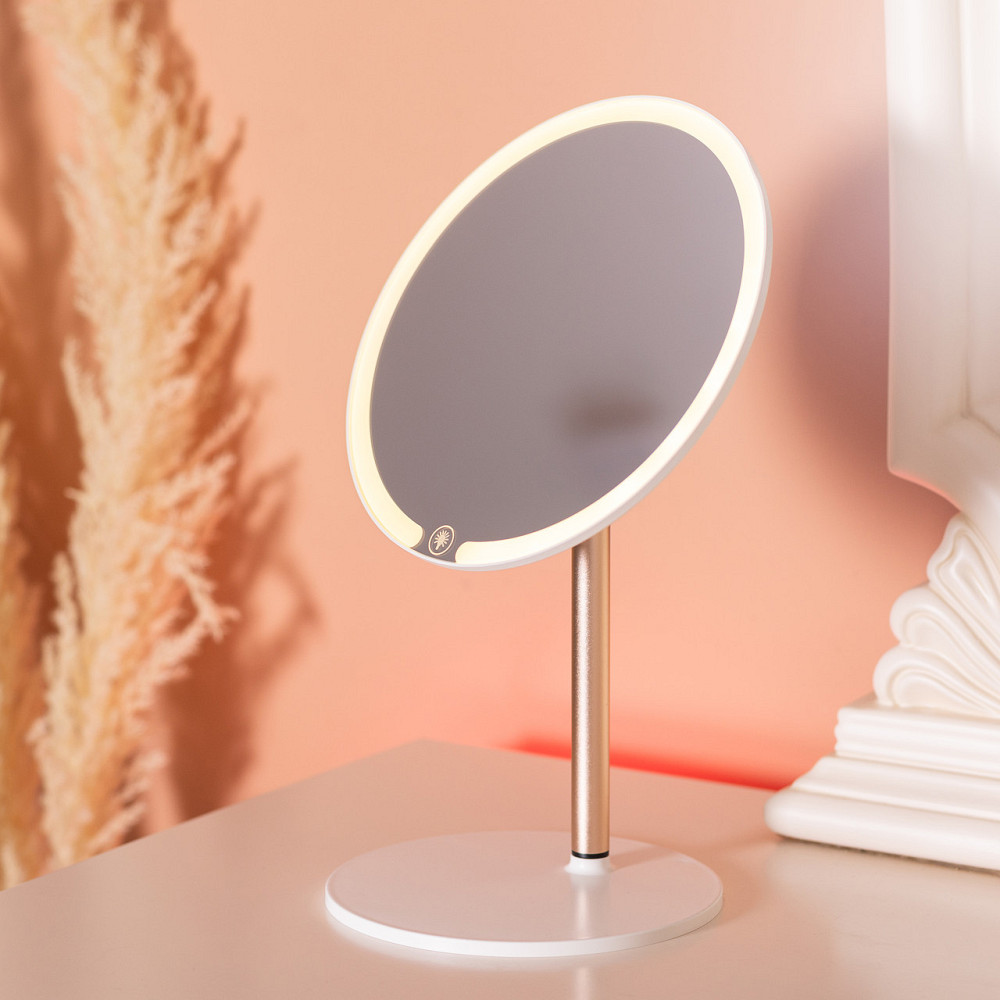 Дзеркало косметичне з підсвічуванням кругле настільне Ø21 см для макіяжу Біле HP-10-7AW Київ - фото 7