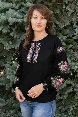 Вышиванка для девочек, льняная черная, топ Киев