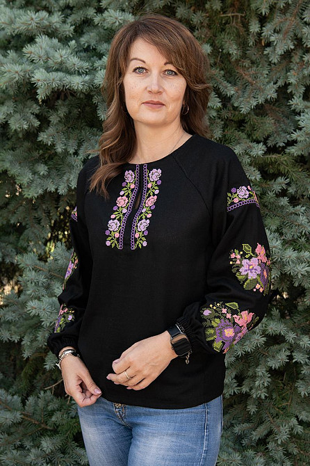 Вышиванка для девочек, льняная черная, топ Киев - изображение 6