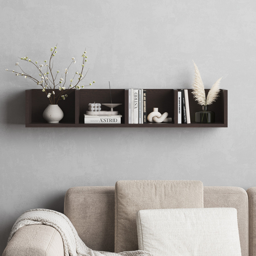 Полиця настінна VAYS M-59 Венге Темний, навісна, ЛДСП, 92×17×17 см - для дому, офісу, декору Львів - фото 1