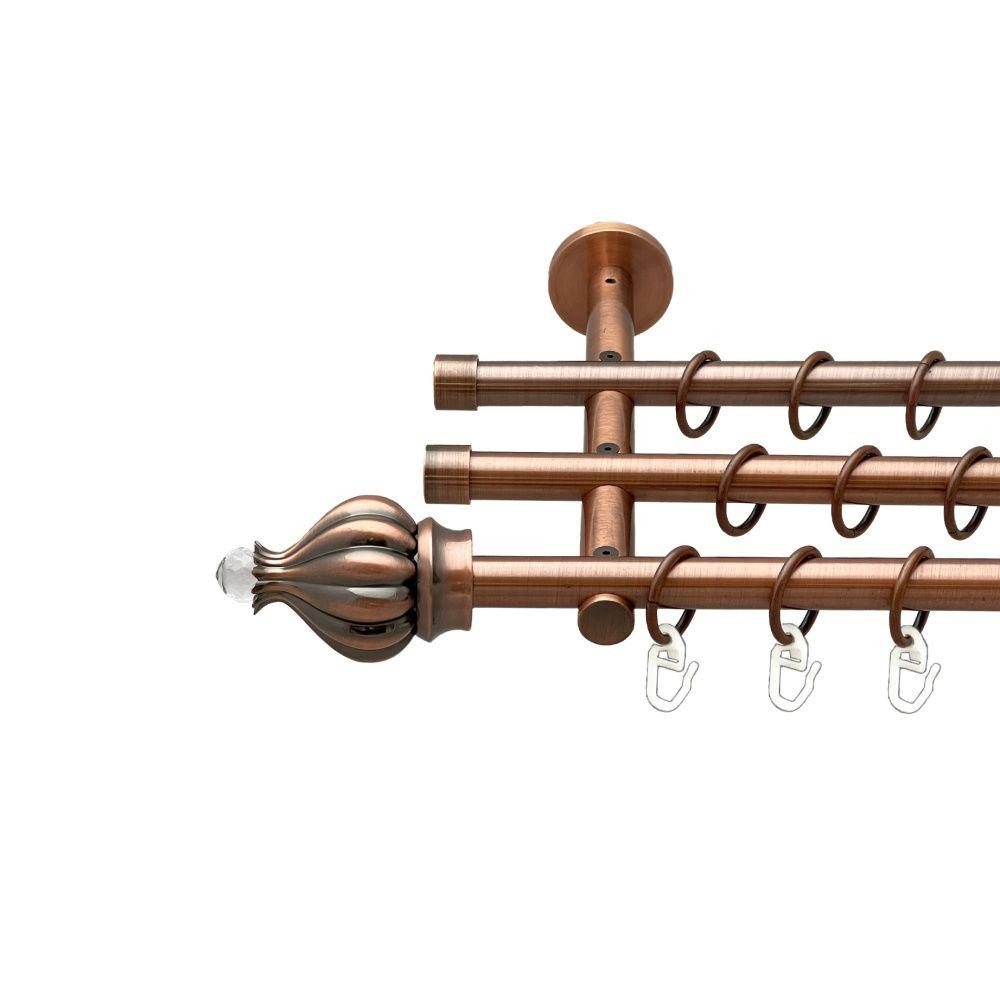 Карниз Orvit Таджа-Кристал металевий трирядний циліндр (20 см) гладка труба кільце металеве Мідь 16\16\16 мм 300 см (00-00020475) Львів - фото 1