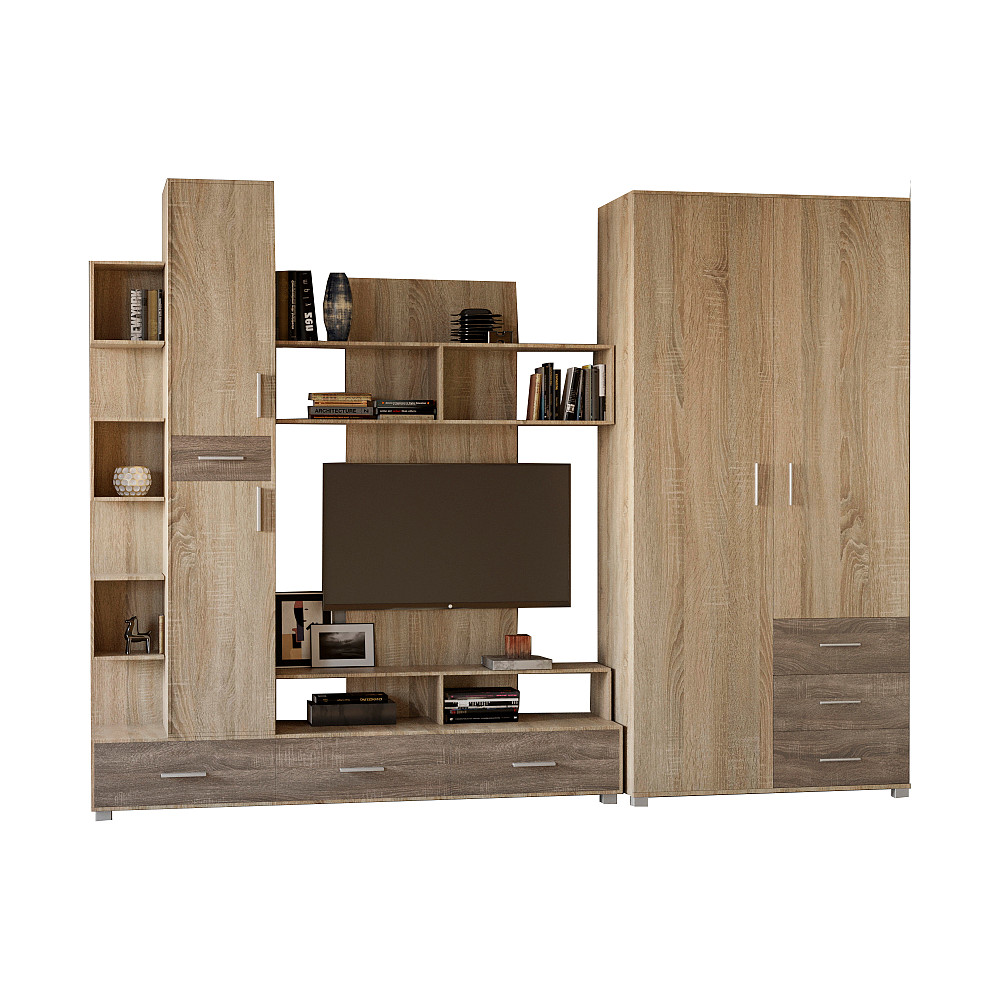 Стенка Эверест Бриз + Шкаф ШП-4 сонома + трюфель (DTM-2245) Львов - изображение 2