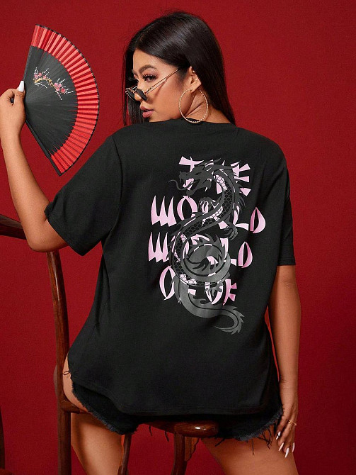 Футболка жіноча з принтом  46 Чорний 2664084864 Дніпро - фото 1