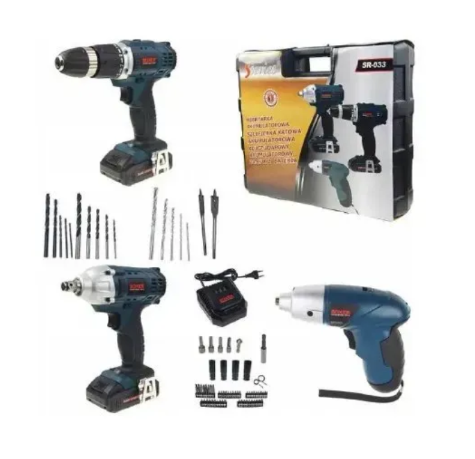 Акумуляторний набір інструментів 3 в 1: дриль-шуруповерт 24В, гайковерт 24.4В, викрутка 3.6В, 71 аксесуар Одеса - фото 6