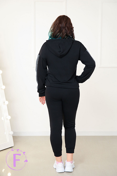 Повсякденний жіночий костюм із трикотажу "Flex" оптом | Батал | Розпродаж моделі Чорний, 50-52 Київ - фото 2