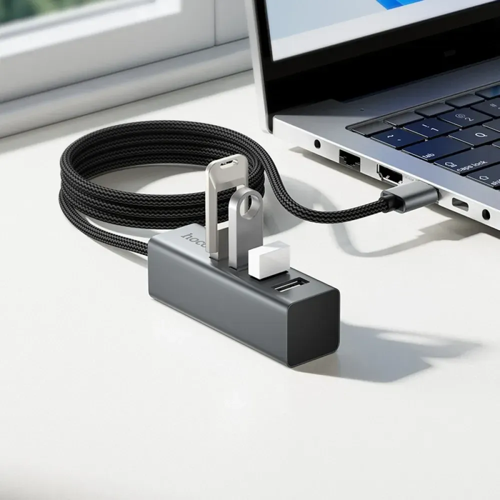 USB 2.0 Hub 4 port Разветвитель с кабелем (hoco) Одесса - изображение 2