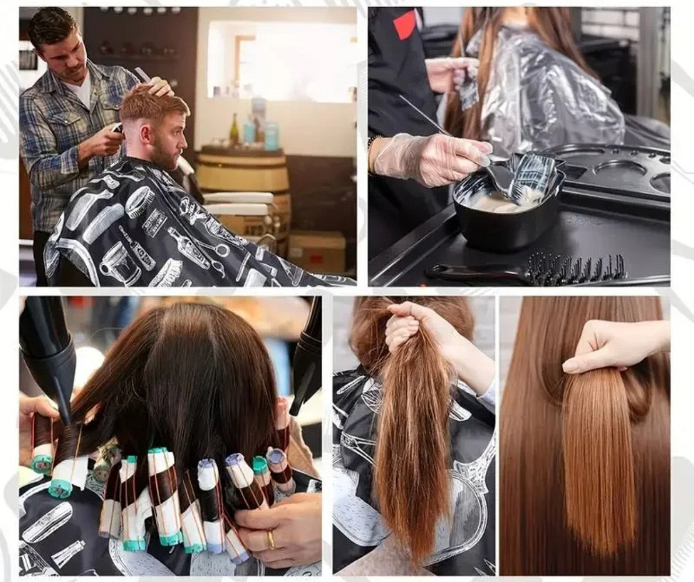 Парикмахерская накидка для стрижки и покраски 110 на 140 см черный Киев - изображение 7