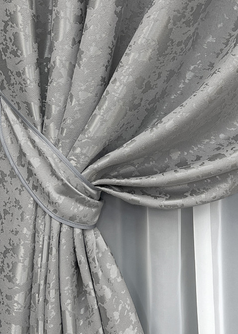 Комплект готових штор VR-Textil Льон мармур Pavliani ХО № 1263ш Світло-сірий 150х250 см 2 шт (37-0316) Київ - фото 5