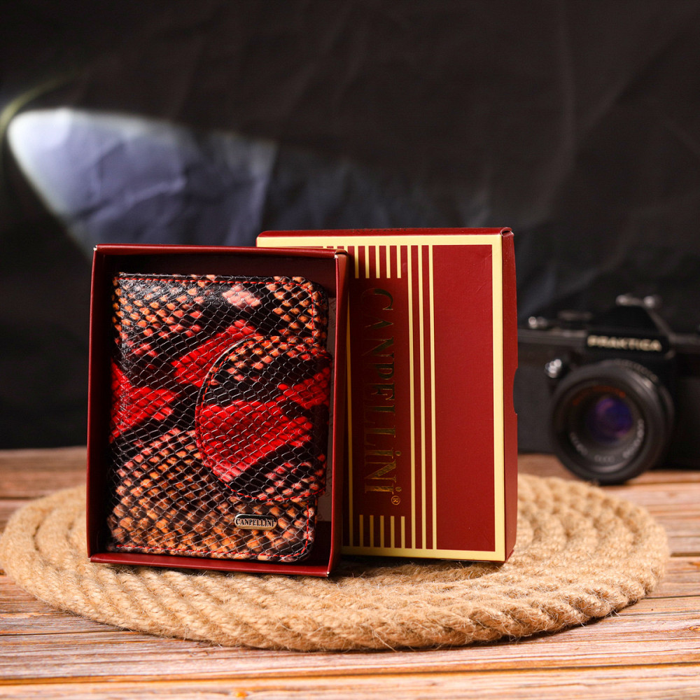 Невеликий жіночий гаманець з натуральної шкіри з тисненням під змію CANPELLINI 21667 Різнокольоровий Київ - фото 9