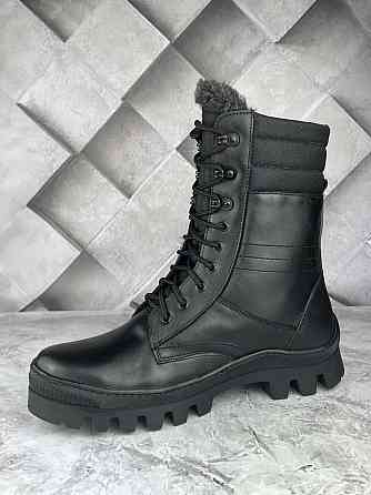 Зимові військові чоловічі берці чорного кольоруна хутрі прошиті та проклеєні тактичні високі берці WAR Львів