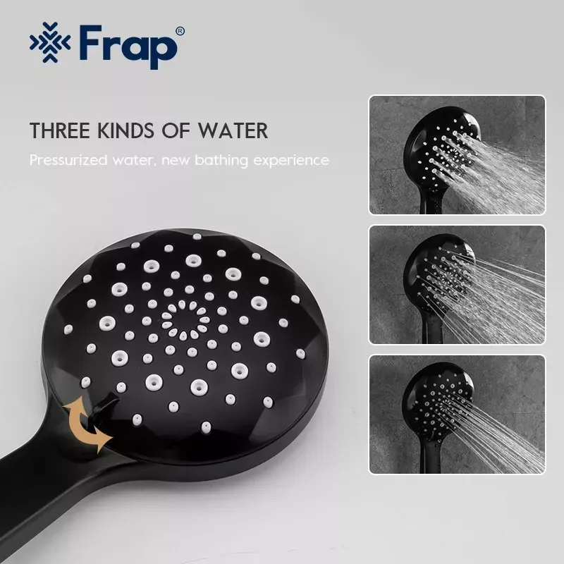 Змішувач для ванни з душовим гарнітуром Frap F2249-6 чорний/хром Київ - фото 6