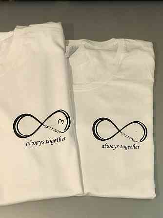 Парні футболки для закоханих хлопця і дівчини — always together з датами річини Чернівці