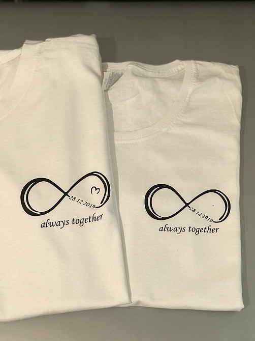 Парні футболки для закоханих хлопця і дівчини — always together з датами річини Чернівці - фото 1
