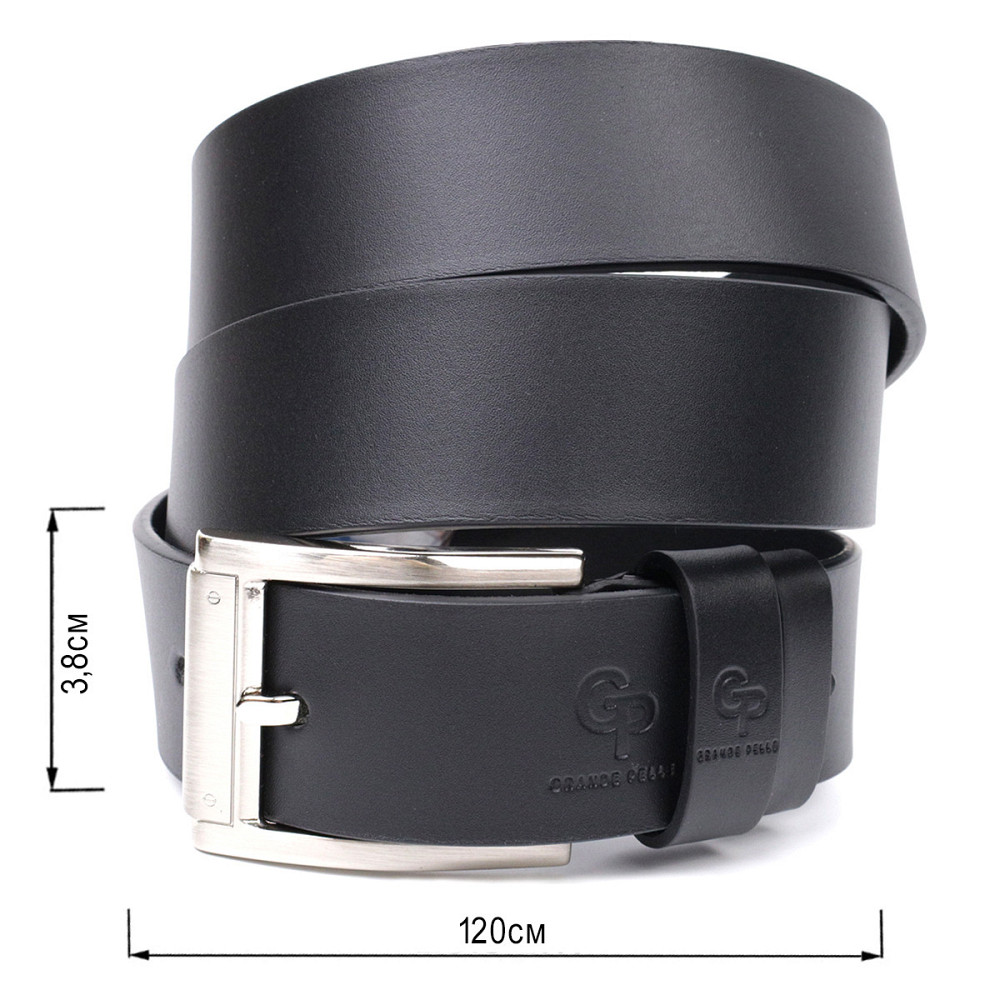 Зручний ремінь під джинси з натуральної шкіри GRANDE PELLE 11683 Чорний Київ - фото 8