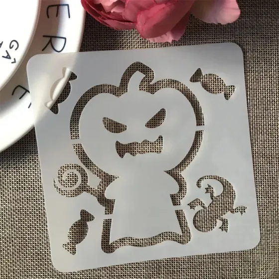 Трафарет Хэллоуин Привидение с конфетами 13 на 13 см серый Киев